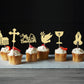 Gyufise Gold Cupcake Toppers, Glitter Cross Angel Dove Decorations, 24Pcs, Paper, Small, God Bless Theme for Baptism & Baby Shower
