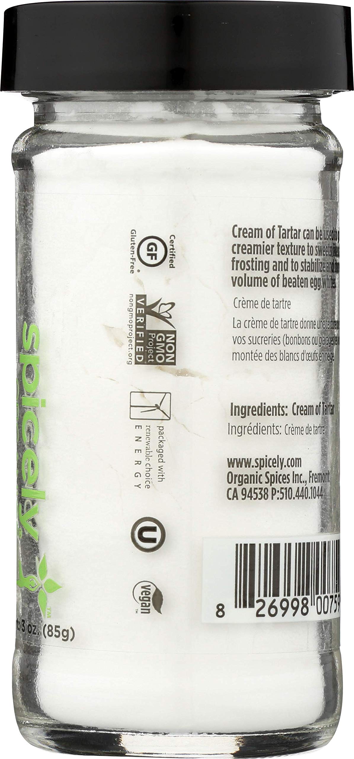 Spicely Cream Of Tartar 3 Oz Certified Gluten Free