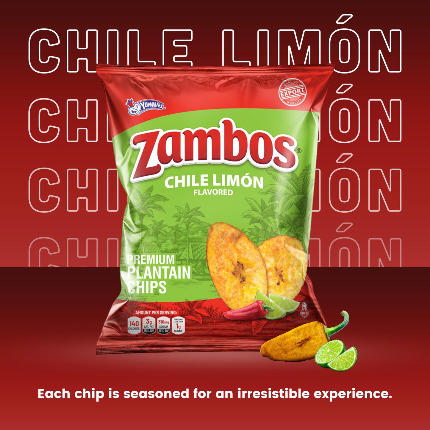 Zambos Plantain Chips Chile Limon Multipack  1 oz Bags (Pack of 18)