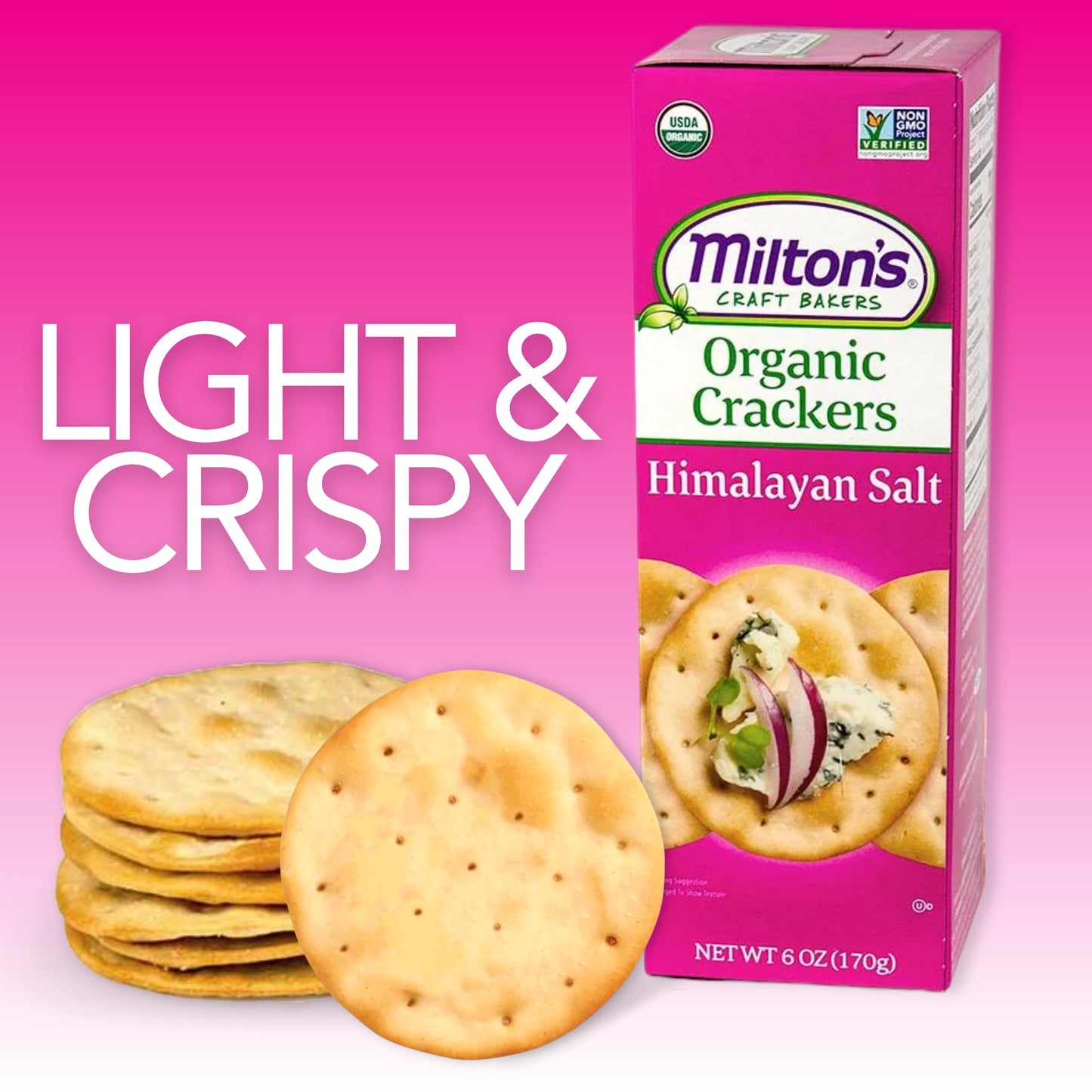 Miltons Craft Bakers Organic Himalayan Salt Crackers - Healthy Crackers, Certified Organic, Non-GMO Project Verified, Kosher, C