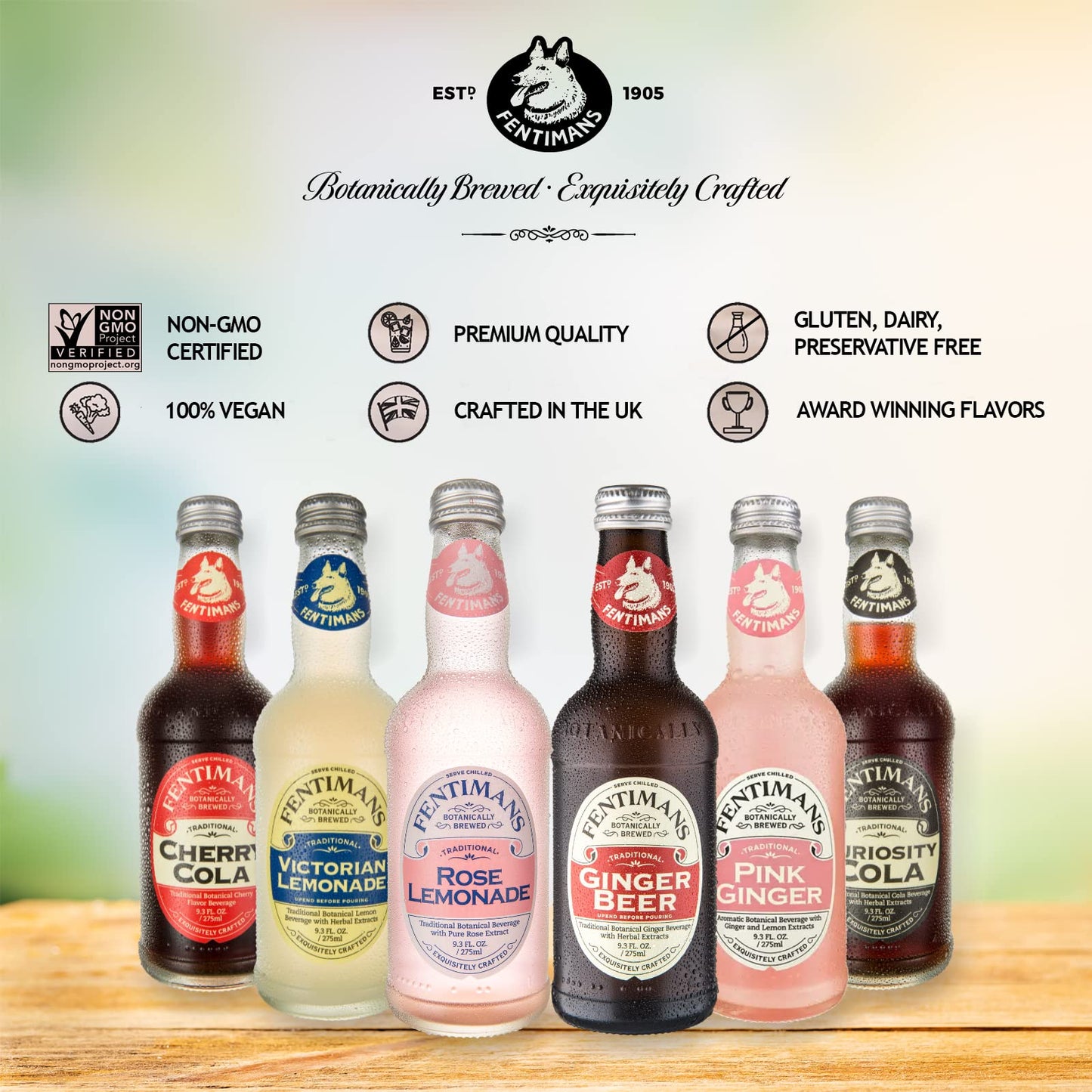Fentimans Sparkling Ginger malt-inspired Non-  ic, 9.3 Fl Oz (Pack of 4), Gold