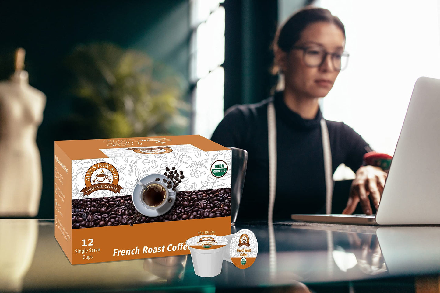 Alex'S Low Acid Organic Coffee K-Cups (12 Servings) - French Roast