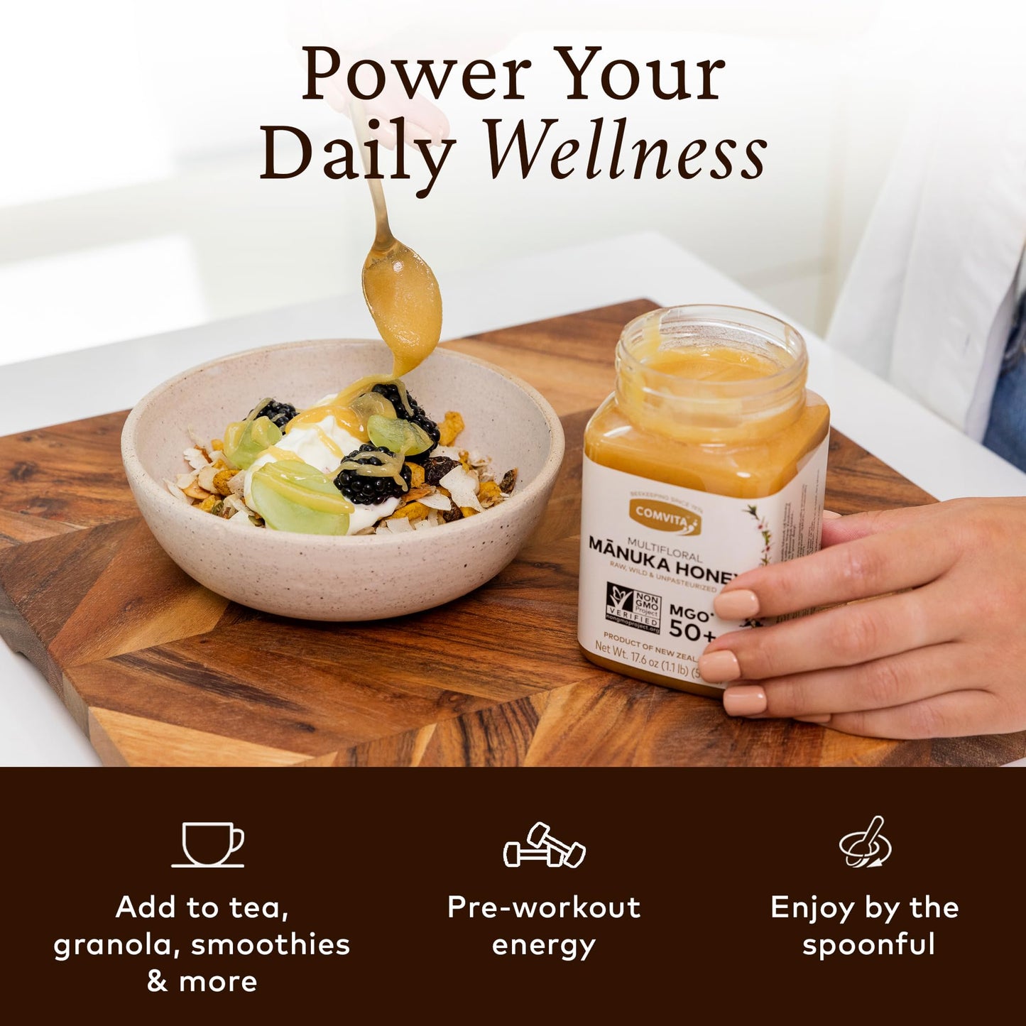 COMVITA Manuka Honey MGO 50+ Raw Multifloral Superfood, 500g (17.6 oz), Non-GMO, Pure & Unpasteurized