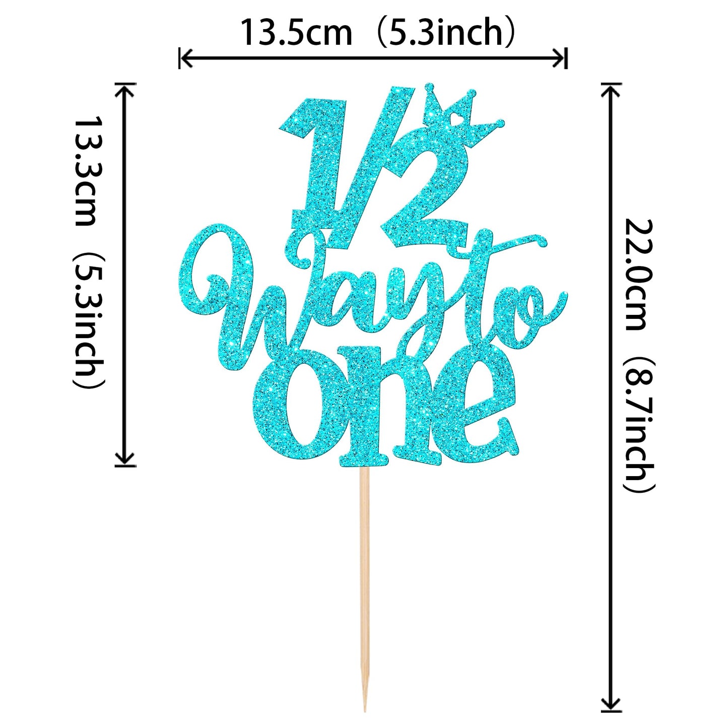 ZHUOWEISM Cake Topper Glitter Happy 6 Months Birthday Decoration, Blue, Paper, 1 PCS