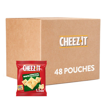Cheez-It Cheese Crackers, Baked Snack Crackers, Lunch Snacks, White Cheddar (48 Pouches)