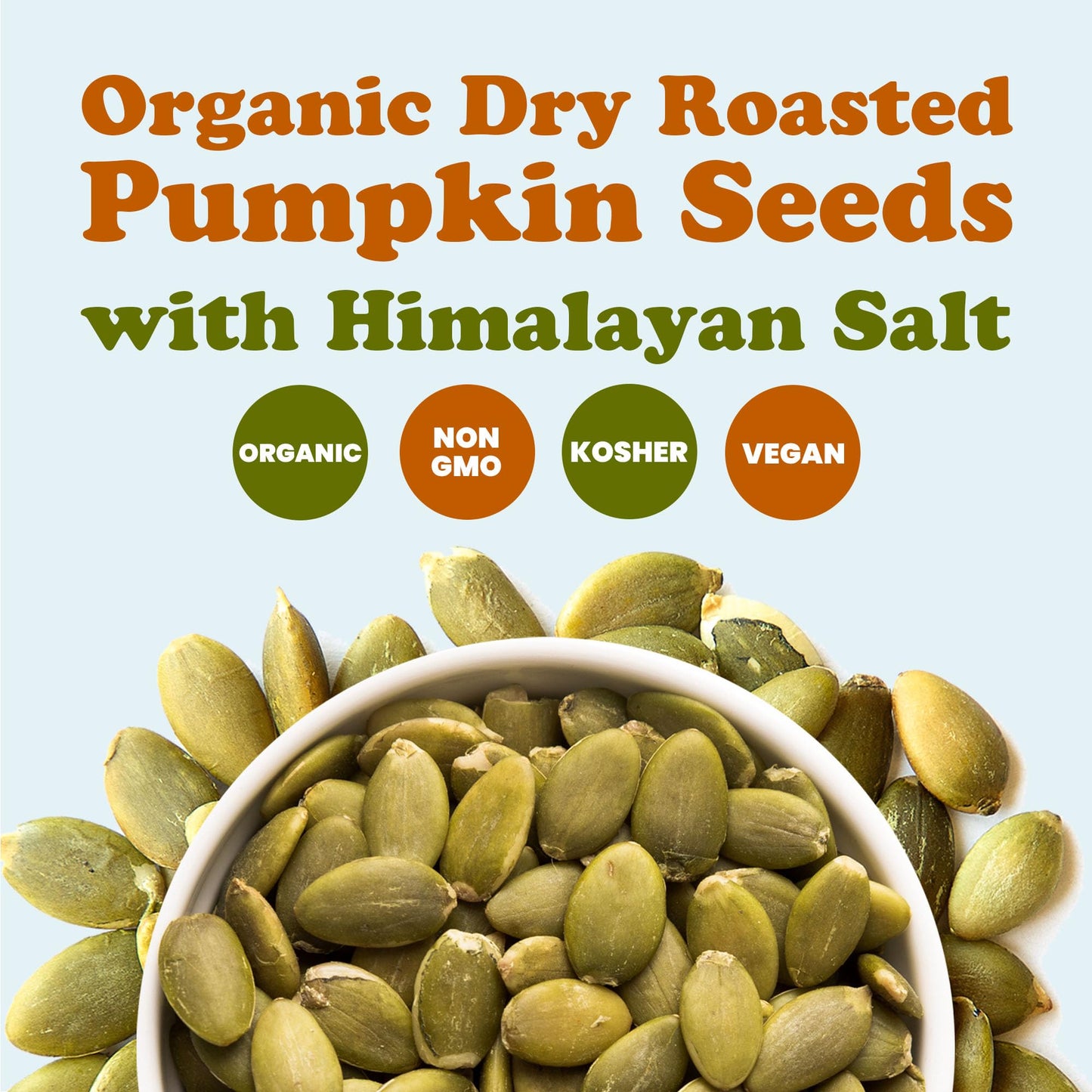 Food to Live Organic Dry Roasted Pumpkin Seed Kernels with Himalayan Salt, 8 Ounces Non-GMO, Oven Roasted Whole Pepitas, No Oil
