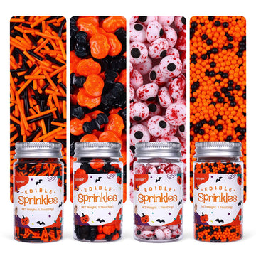 Halloween Sprinkles For Cake Decorating, Food Grade 50G/Bottle, Jimmies Sprinkles, Pumpkin Sprinkles, Fancy Sprinkles For Cupcak