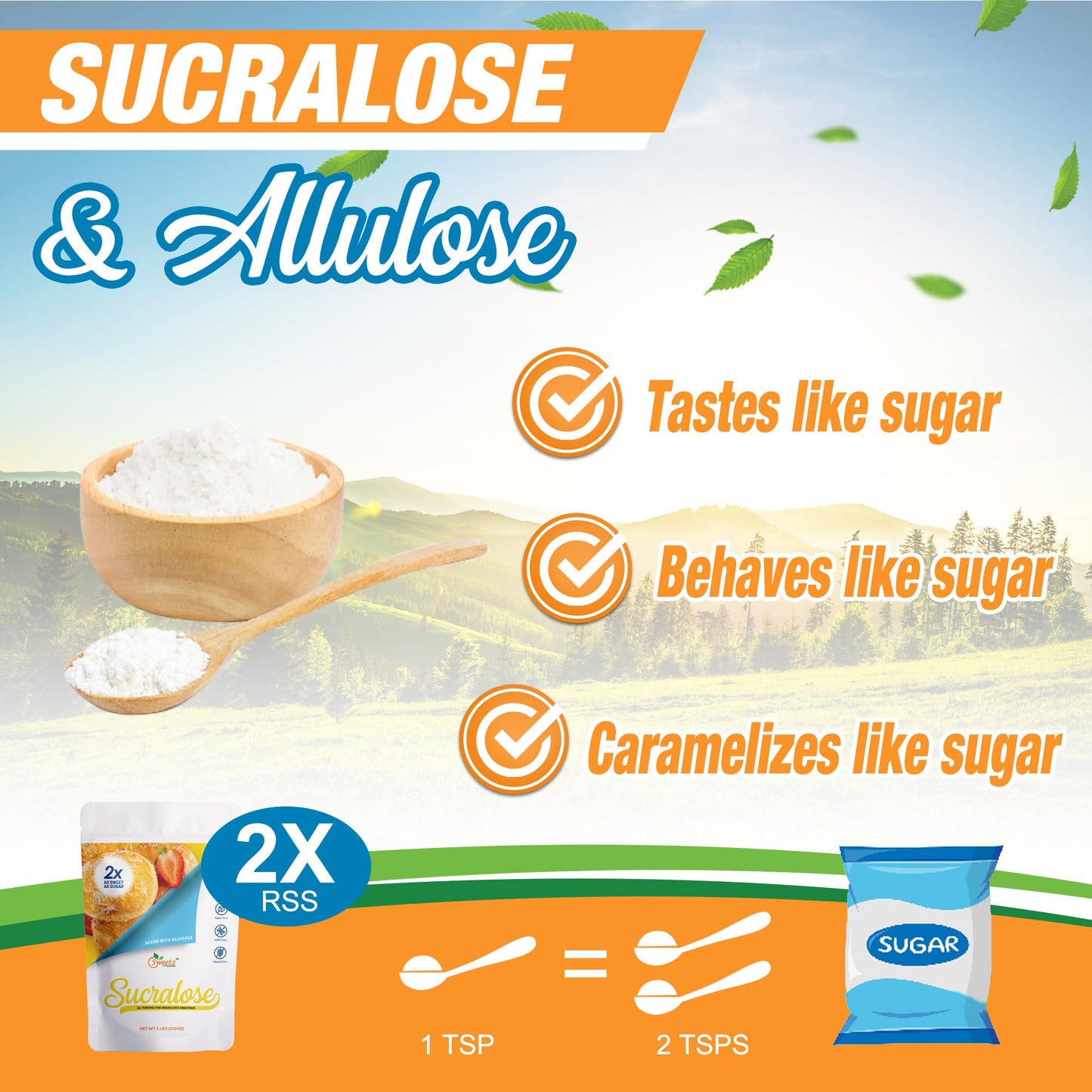 G-Sweetz Allulose Sucralose Blend Sweetener, Zero Calorie, 5-LB, 80 Ounce, Sugar-Free Substitute for Baking and Beverages