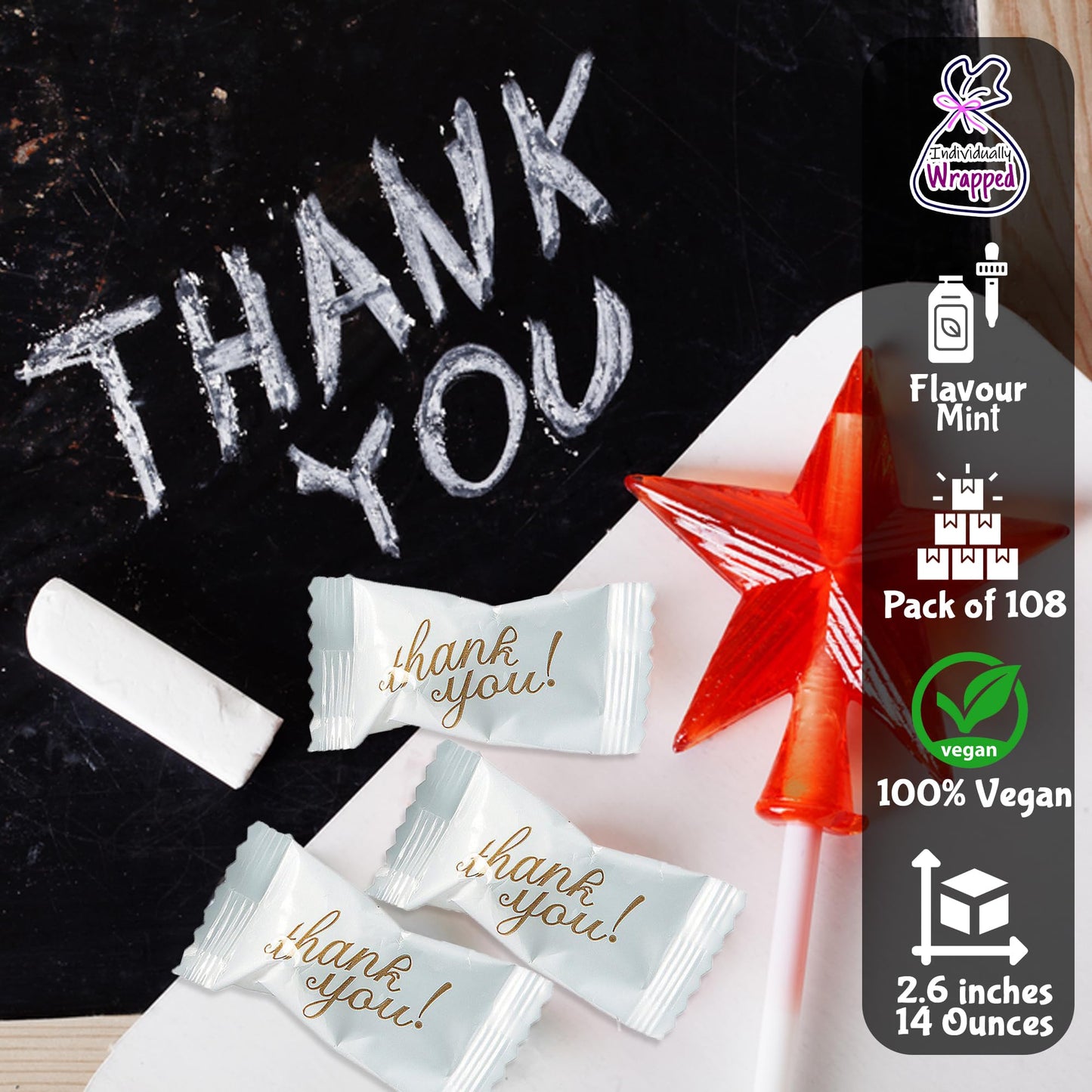 Fun Express Individually Wrapped Thank You Mints, Pack Of 108