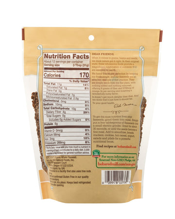 Bobs Red Mill Organic Whole Flaxseeds - 13 oz (Pack of 1), Gluten Free, Raw, Non GMO, Sproutable, Keto Friendly, Paleo