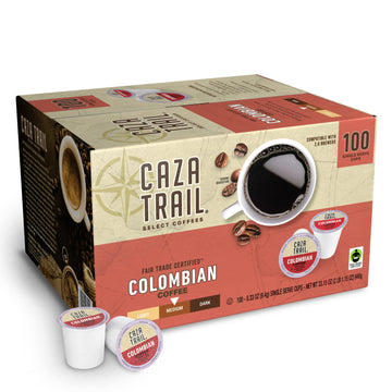 Caza Trail Coffee Pods, Colombian, Single Serve (Pack Of 100) (Packaging May Vary)