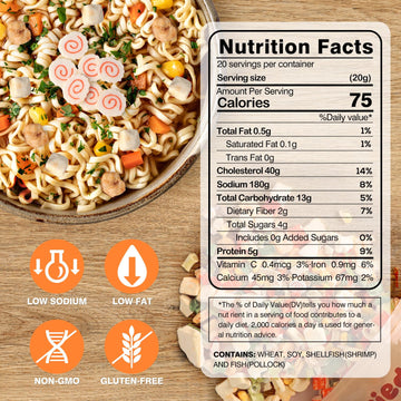 Vonfame Ramen Toppings - Dried Ramen Toppings With Seafood And Vegetables Mix - Ramen Topper For Noodles, 14Oz