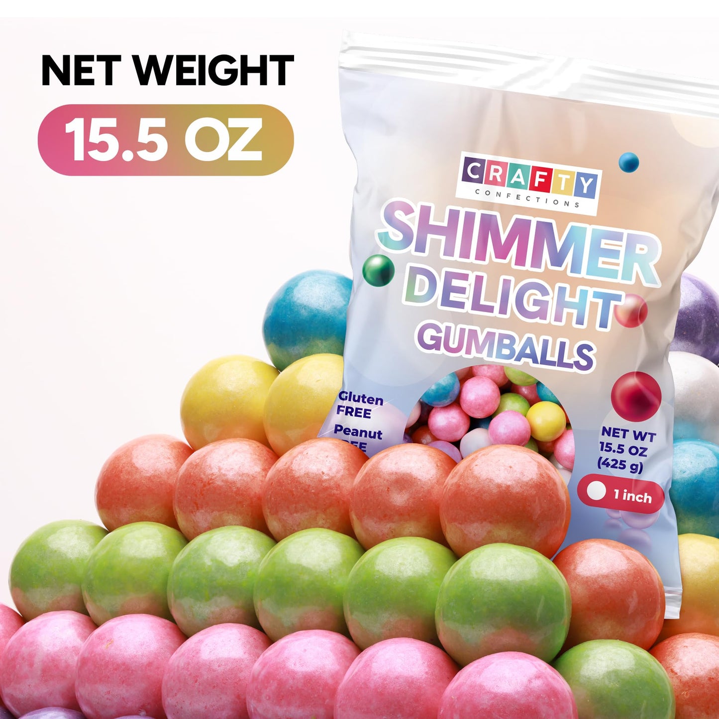 Gumballs For Gumball Machine - Shimmer Spring Mix 1 Inch Large Gumballs - Baseball Softball Bubble Gum For Kids - Sweet Chewing