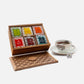 Octavius Tropical Palm Cutwork Wooden Tea Sampler Box | Enhanced Black & Green Tea Gift Set | 6 Flavors, 90 Tea Bags | Elegant Teas Gift Box For Tea Lovers