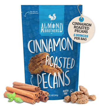 Almond Brothers Cinnamon Roasted Pecans - Gluten-Free, Non-Gmo, Candied Pecans, Gourmet Pecan Snack (5Oz, 3 Pack)