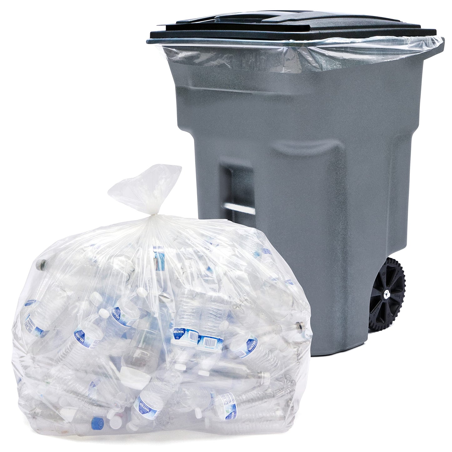 Veska 95 Gallon Clear Trash Bags - Extra Large Garbage Bags with Ties, 25 Count, Ideal for Recycling and Heavy-Duty Use
