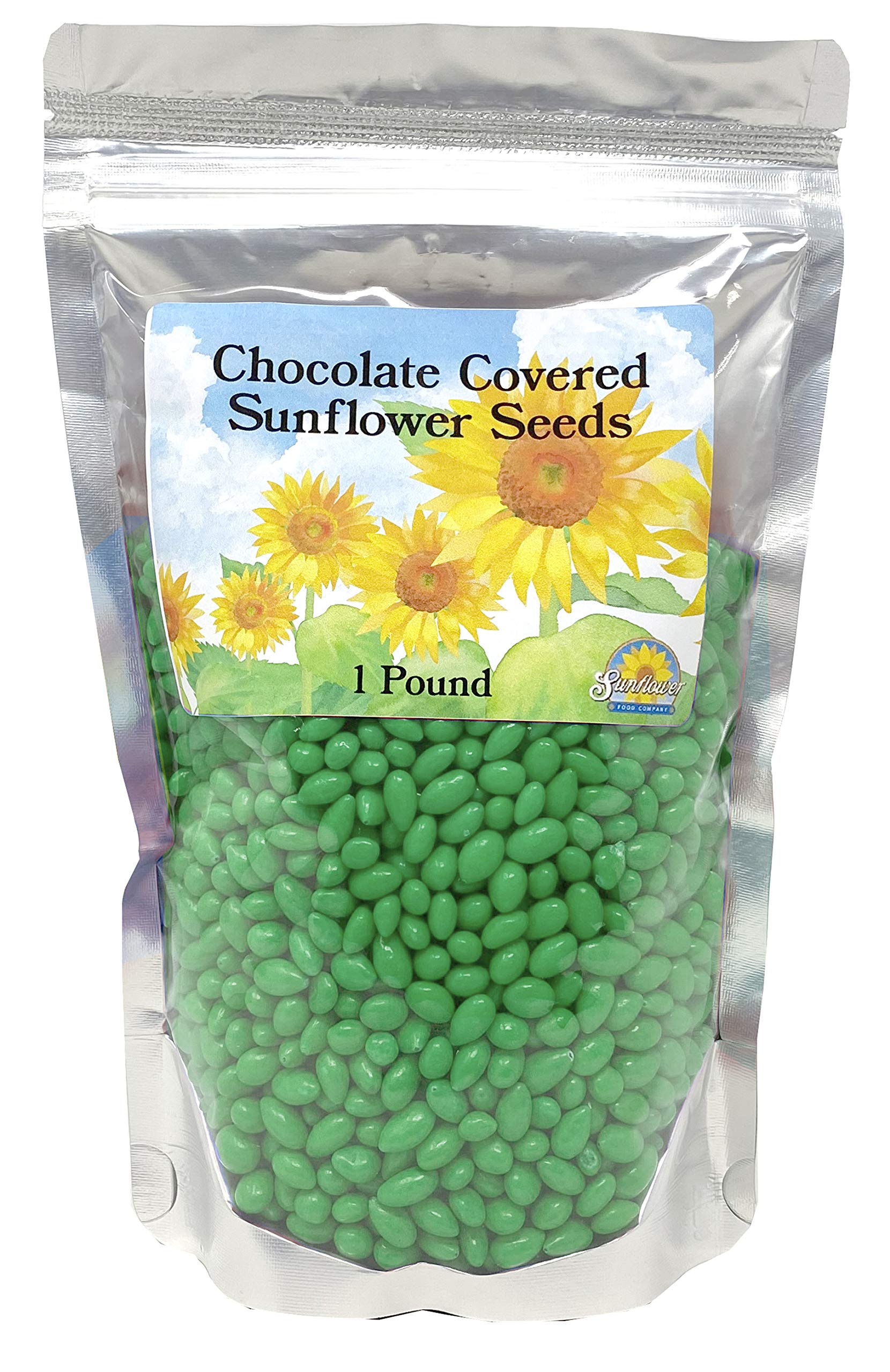 Sunflower Food Company Green Chocolate Covered Sunflower Seeds - Bulk Green Candy, Cupcake and Ice Cream Decorations 1 LB