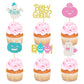 Ercadio 24 Pack Halloween Boo-Y Or Ghoul Cupcake Toppers Glitter Halloween Ghost Gender Reveal Cupcake Picks Pumpkin Boo Cake Pi