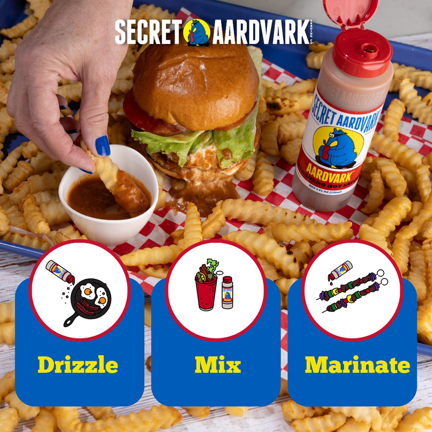 Secret Aardvark Habanero Hot Sauce - Medium Spiced, Non-GMO, Low Sugar, 64 Fl Oz