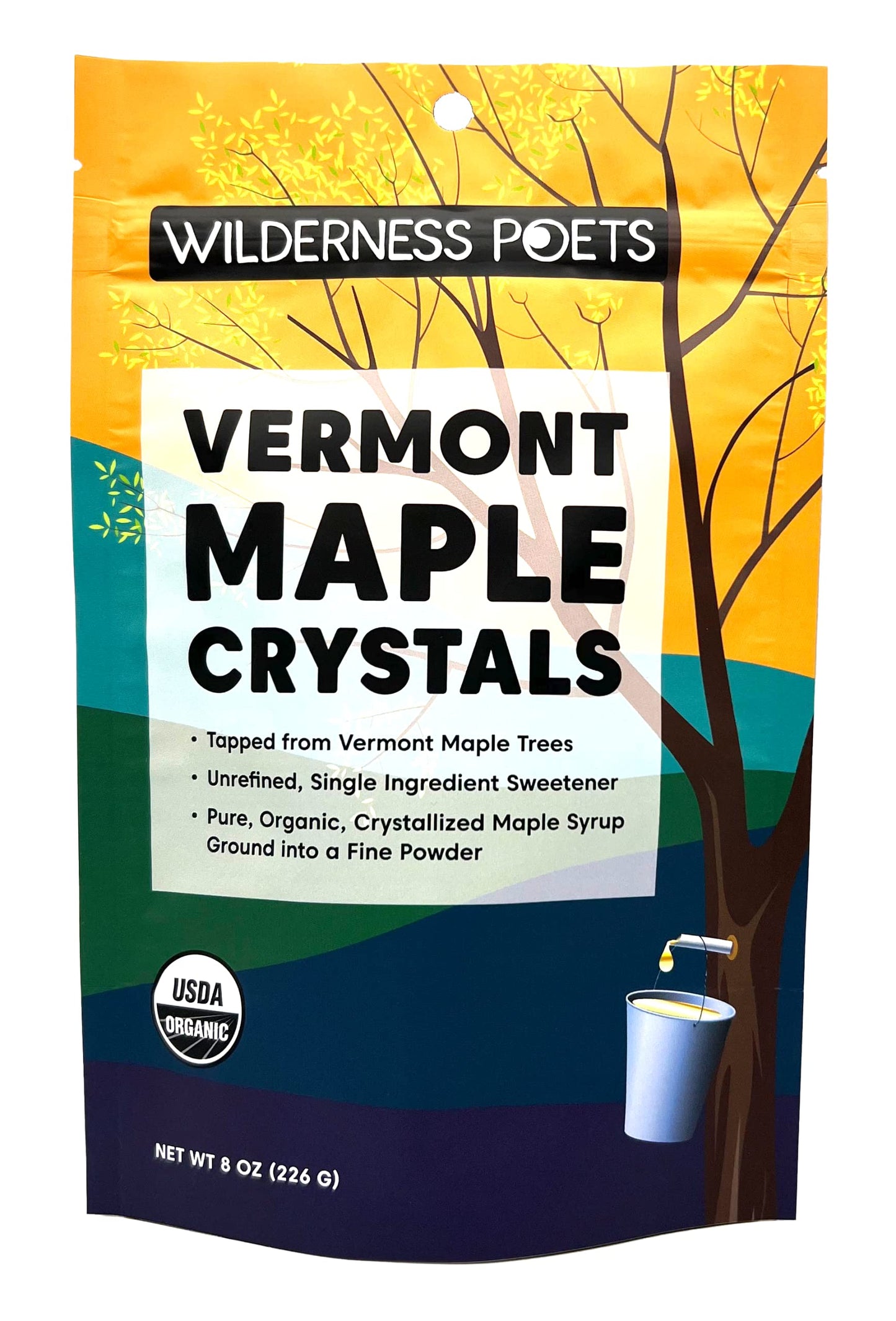 Wilderness Poets Organic Maple Sugar Crystals - 8 Ounce (227g) - Natural Sweetener