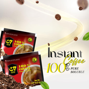 Trung Nguyen G7 Pure Black Instant Coffee For Energy Boost - 100% Soluble Coffee Without Sugar - Strong, Pure & Rich Vietnamese