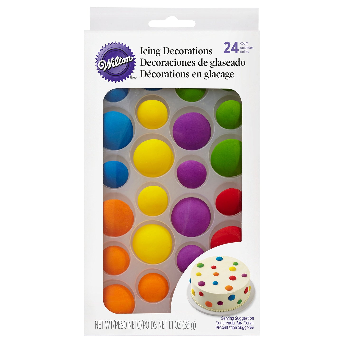 Wilton Bright Dots Icing Cake Decorations, 24-Count Edible Cake Decorations