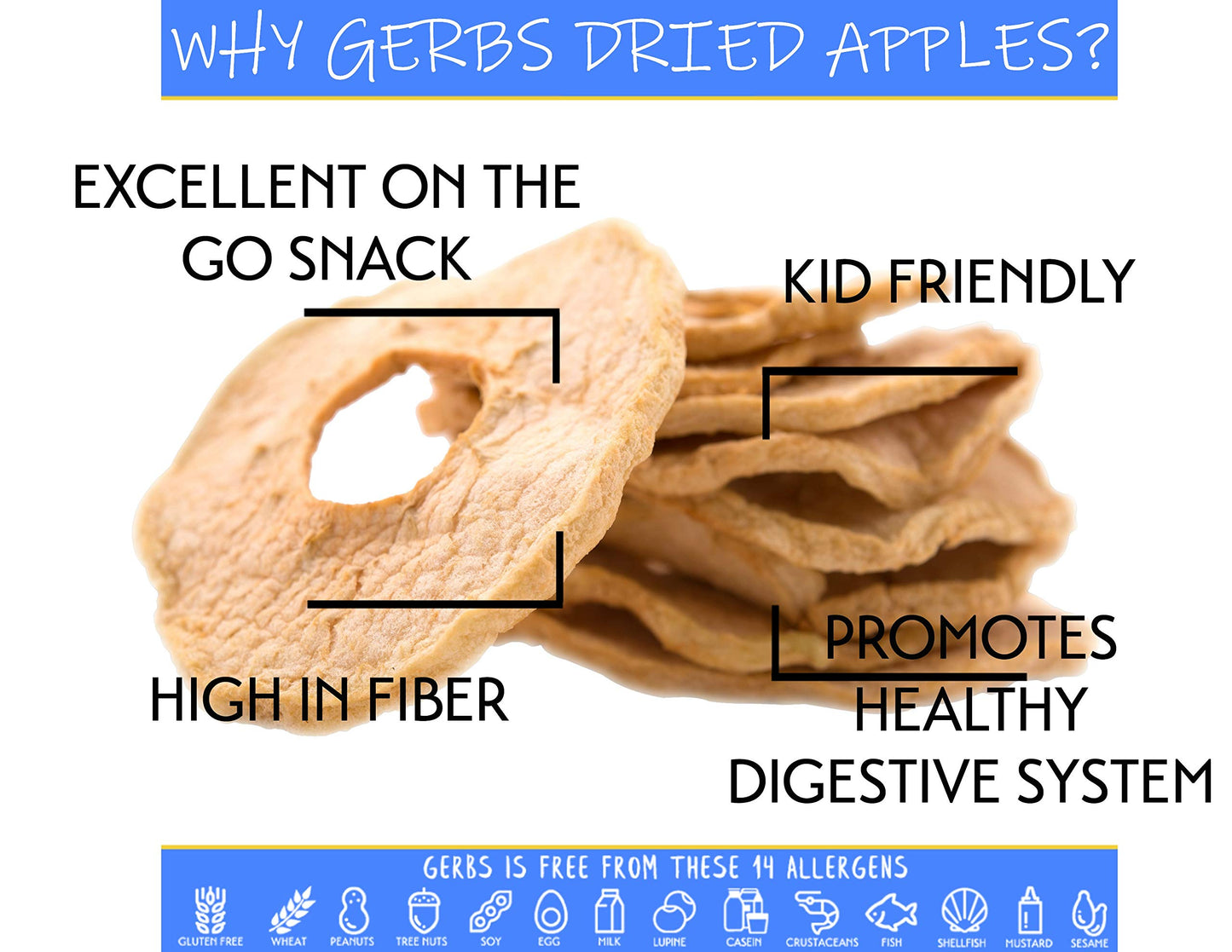 GERBS Dried Apple Slices - No Sugar Added, Unsulfured, Non-GMO - 4 lbs - Ivory Color