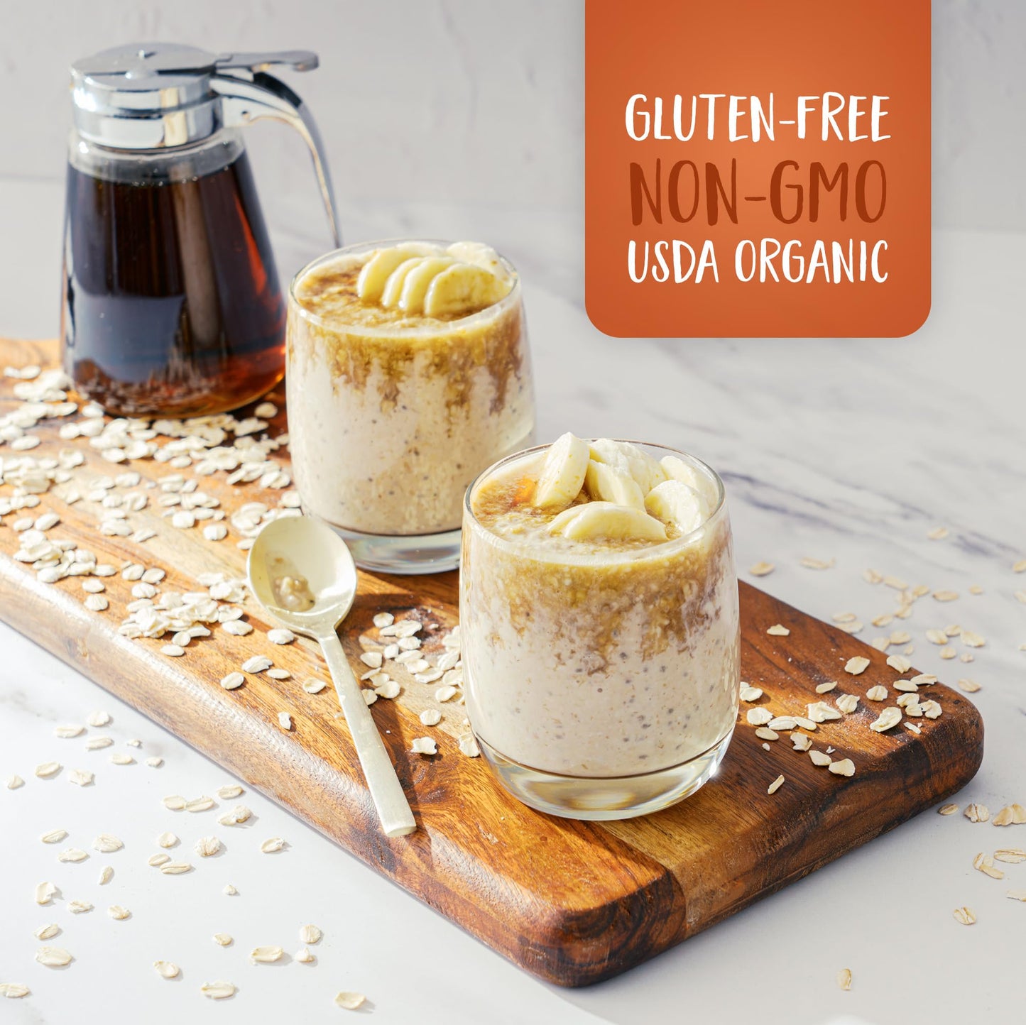 Oatsome Maple Overnight Oats with Flax and Chia, Gluten-Free Oatmeal with 6g of Protein, 7.8oz Bag