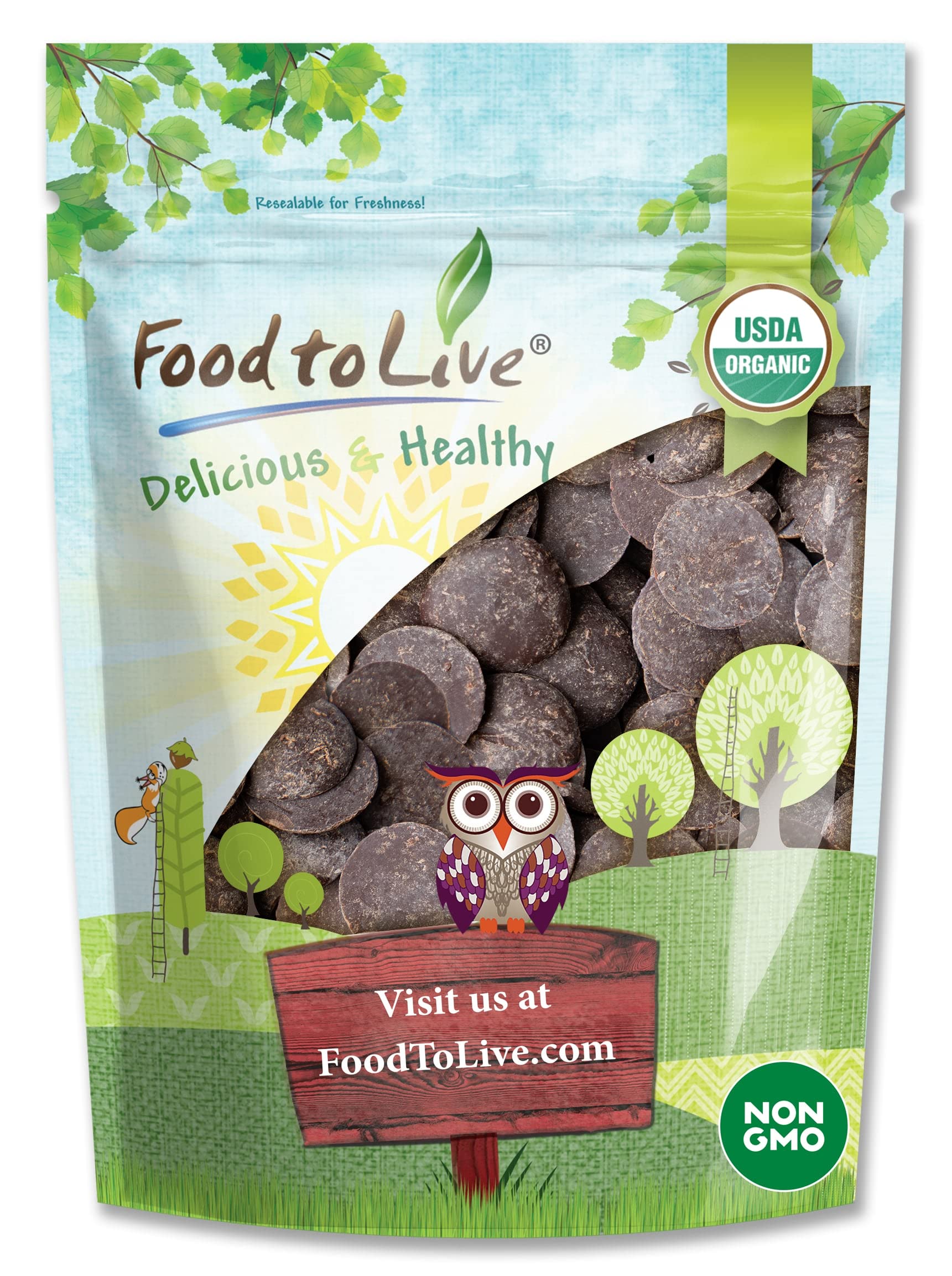 Food To Live Organic Cacao Paste Wafers, 8 Ounces - Non-Gmo Cacao Liquor, Wafers And Bars, Pure, Unfiltered, Unrefined, Keto, Vegan, Bulk, Rich In Dietary Fiber, Copper, And Manganese, Sirtfood