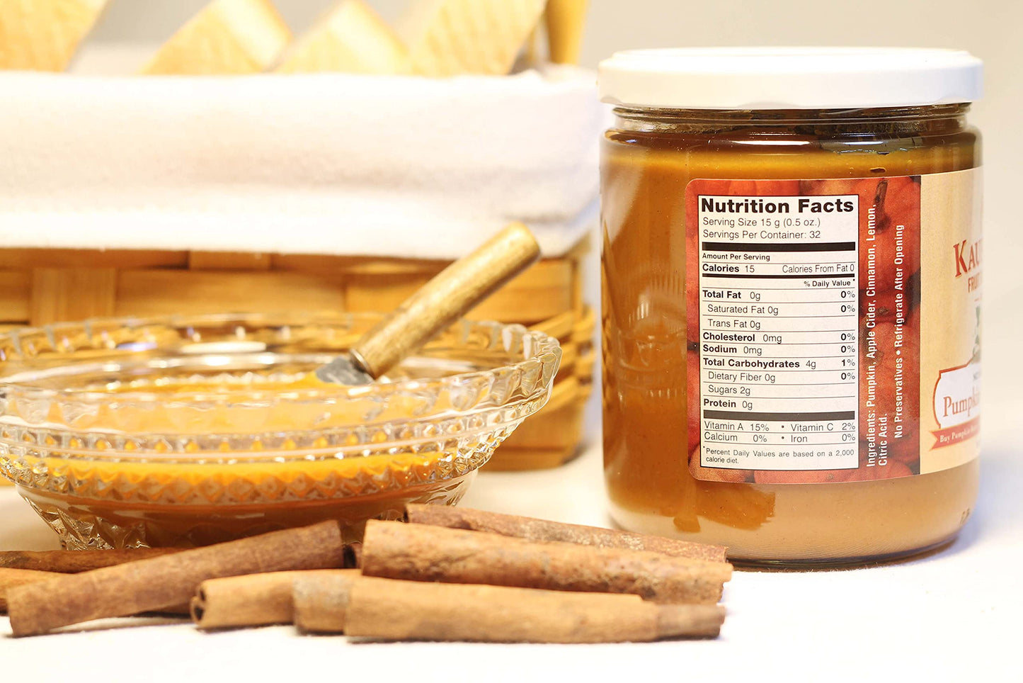 Kauffmans Fruit Farm Pumpkin Butter Spread, No Sugar Added, 17 Oz. (Pack of 6)