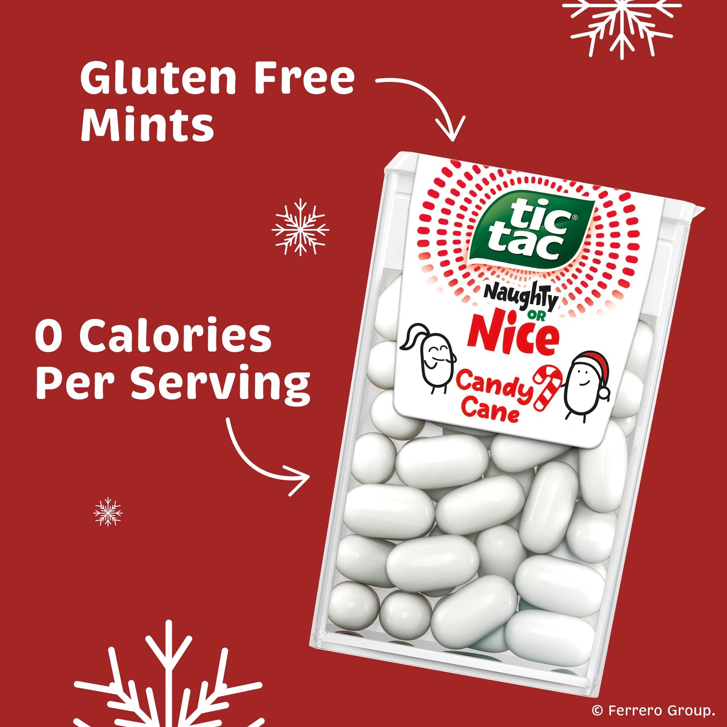 Tic Tac Naughty or Nice Candy Cane Mints, Hard Peppermint Mints, Stocking Stuffer, 12 pack of 0.84 oz each