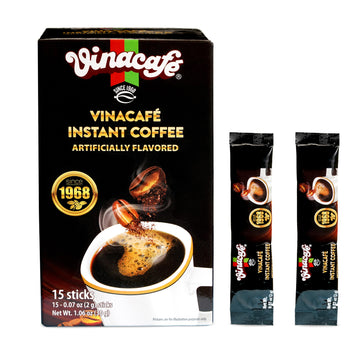 Vinacafe 15 Sticks Black Instant Coffee (0.07 Oz. Per Stick) Vietnamese Instant Coffee Mix, Iced Black Coffee, Cafe Den Da, Sing