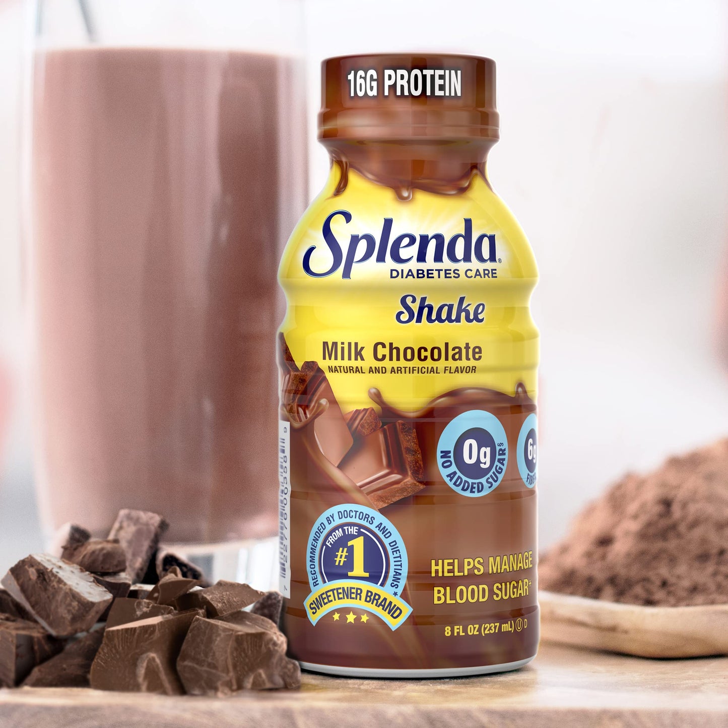 SPLENDA Diabetes Nutrition Shakes - Meal Replacement Shake, 8 Fluid Ounces Per Bottle (Milk Chocolate, 12 Pack)