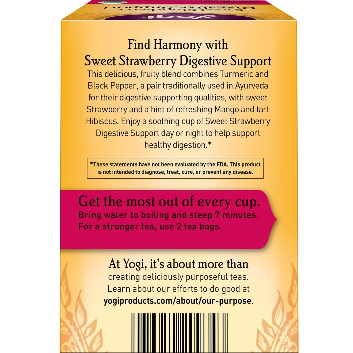 Yogi Tea Sweet Strawberry Digestive Support - 16 Tea Bags Per Pack (6 Pack) - Organic Turmeric Tea Bags - Digestive Support Tea