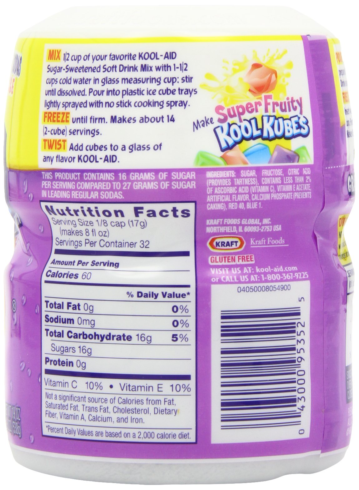 Kool-Aid, Drink Mix, Sugar Sweetened Grape, 19 Ounce