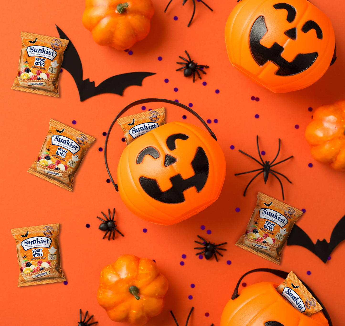 Sunkist Halloween Fruit Snacks Variety Pack - 80 Count (64 oz) Individually Wrapped Candy, Halal, Peanut-Free, Fat-Free Bulk Mix
