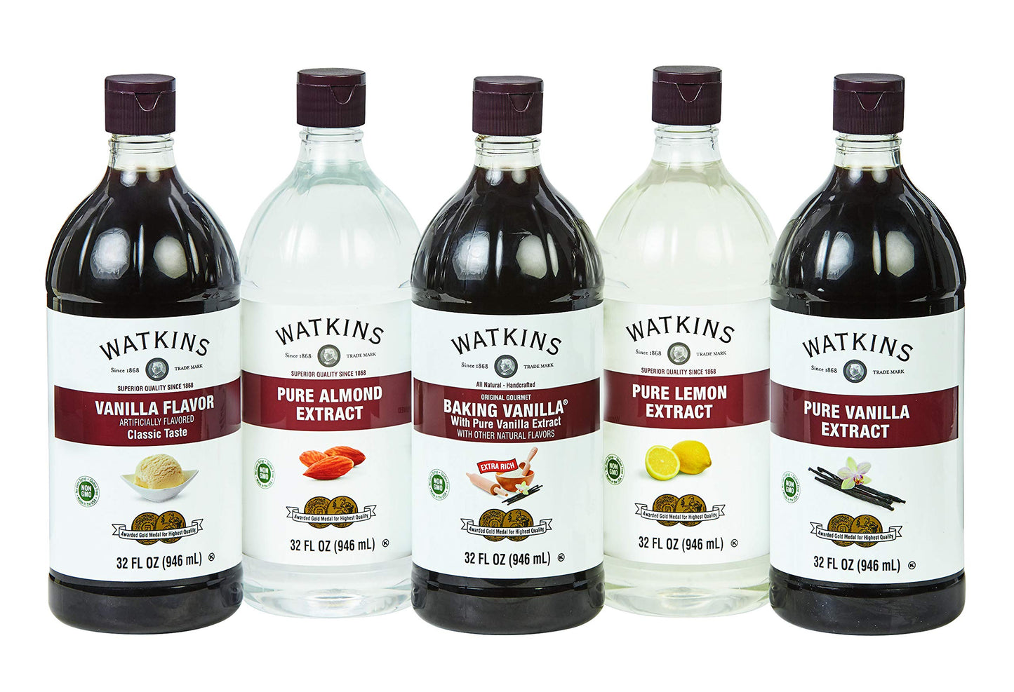 Watkins Pure Vanilla Extract, With Madagascar Vanilla Beans, Non-Gmo, Kosher, 32 Oz Bottle, 1-Pack