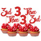 24 PCS Three Cupcake Toppers Glitter 3rd Birthday Cupcake Picks Number 3 Third Birthday Three Cake Decorations for Baby Shower K