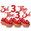 24 PCS Three Cupcake Toppers Glitter 3rd Birthday Cupcake Picks Number 3 Third Birthday Three Cake Decorations for Baby Shower K