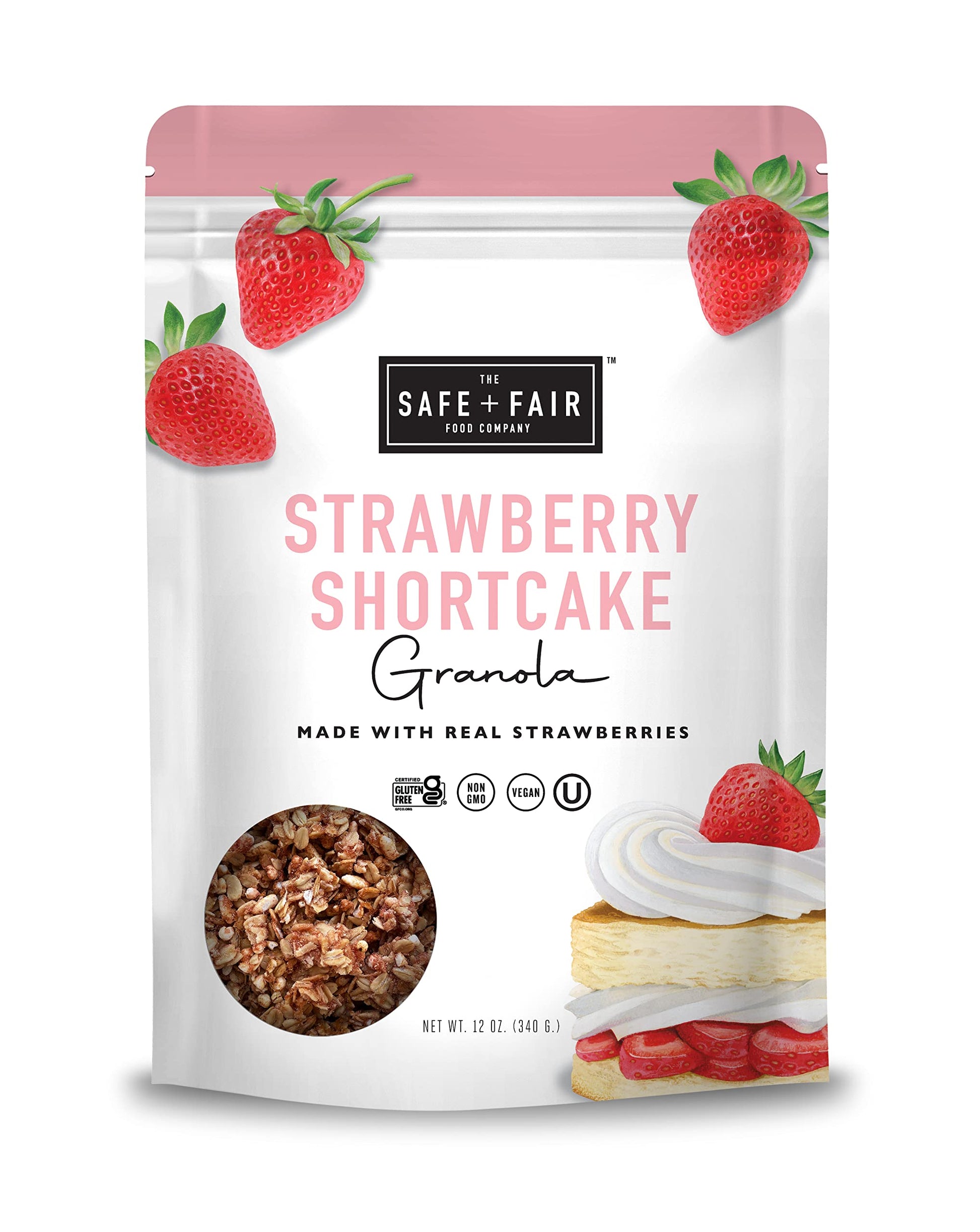 The Safe + Fair Food Company Strawberry Shortcake Granola - Gluten-Free, Dairy-Free, Non-GMO - 12oz Pack