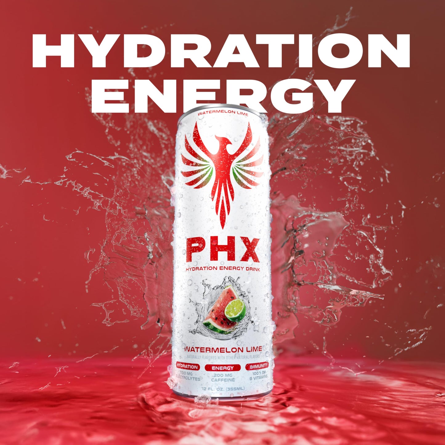 PHX Hydration Energy Drink - 700mg Electrolytes  200mg Natural Green Tea Caffeine  100% Daily Value 8 Essential Vitamins - 12 oz Cans (12 Pack) (12 Pack  Variety Pack)