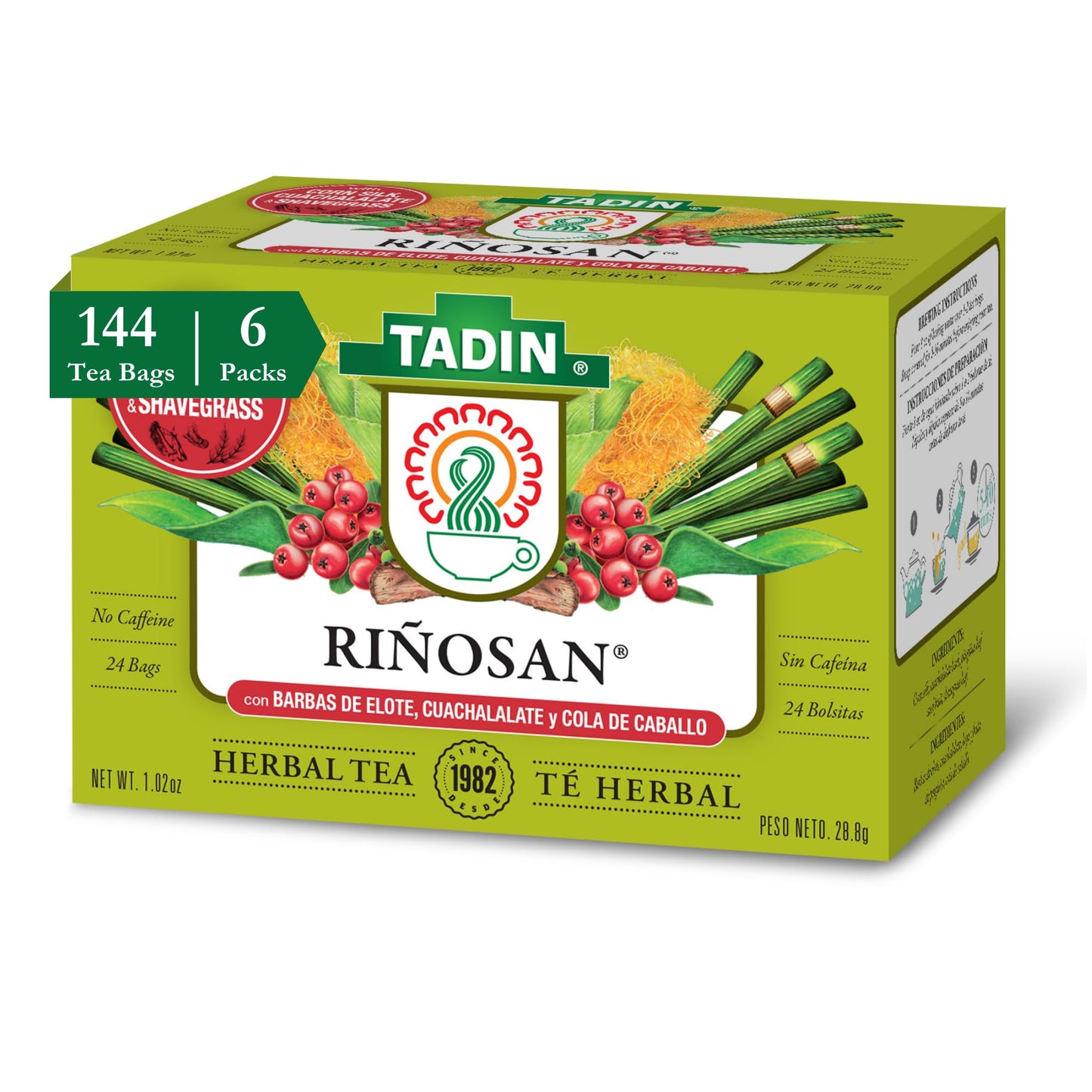 Tadin Herbal Tea, Caffeine Free, Decaffeinated, 24 Count (Pack of 6)