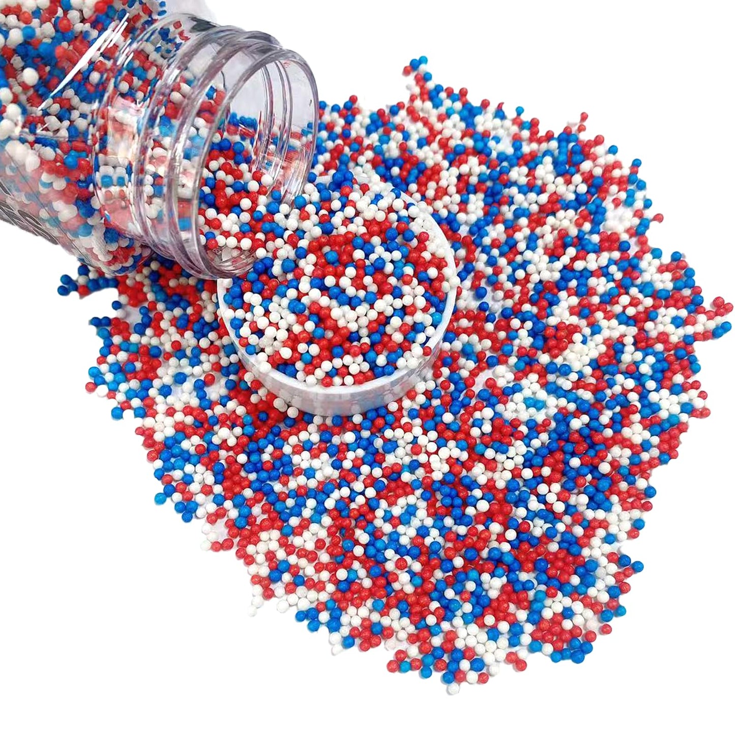 Philaeec Patriotic Nonpareils Sprinkle Red White And Blue Peals Sprinkle Edible For Cake Decoration Cupcake Topper Cookie Baking