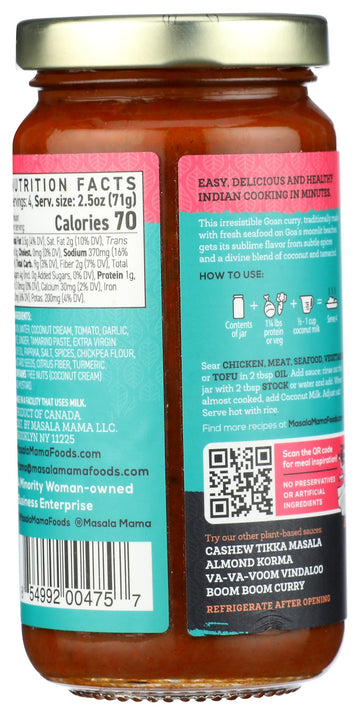 MASALA MAMA Coconut Curry Simmer Sauce, 10 OZ