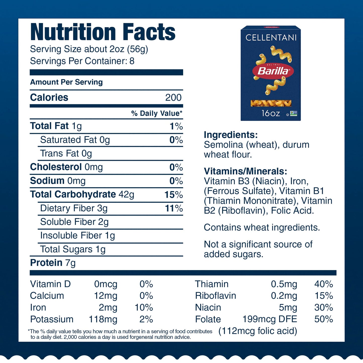 Barilla Cellentani Pasta, 16 oz. Box - Non-GMO Pasta Made with Durum Wheat Semolina - Kosher Certified Pasta