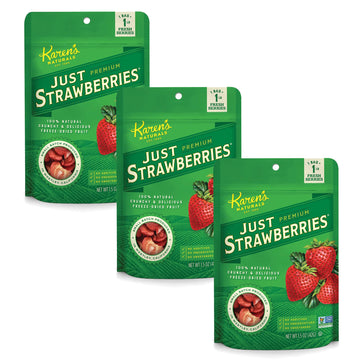 Karen's Naturals Freeze-Dried Strawberries, 1.5oz, Pack of 3 - Flavor Packed Freeze Dried Fruit Snack, Crunchy Strawberries, Hea