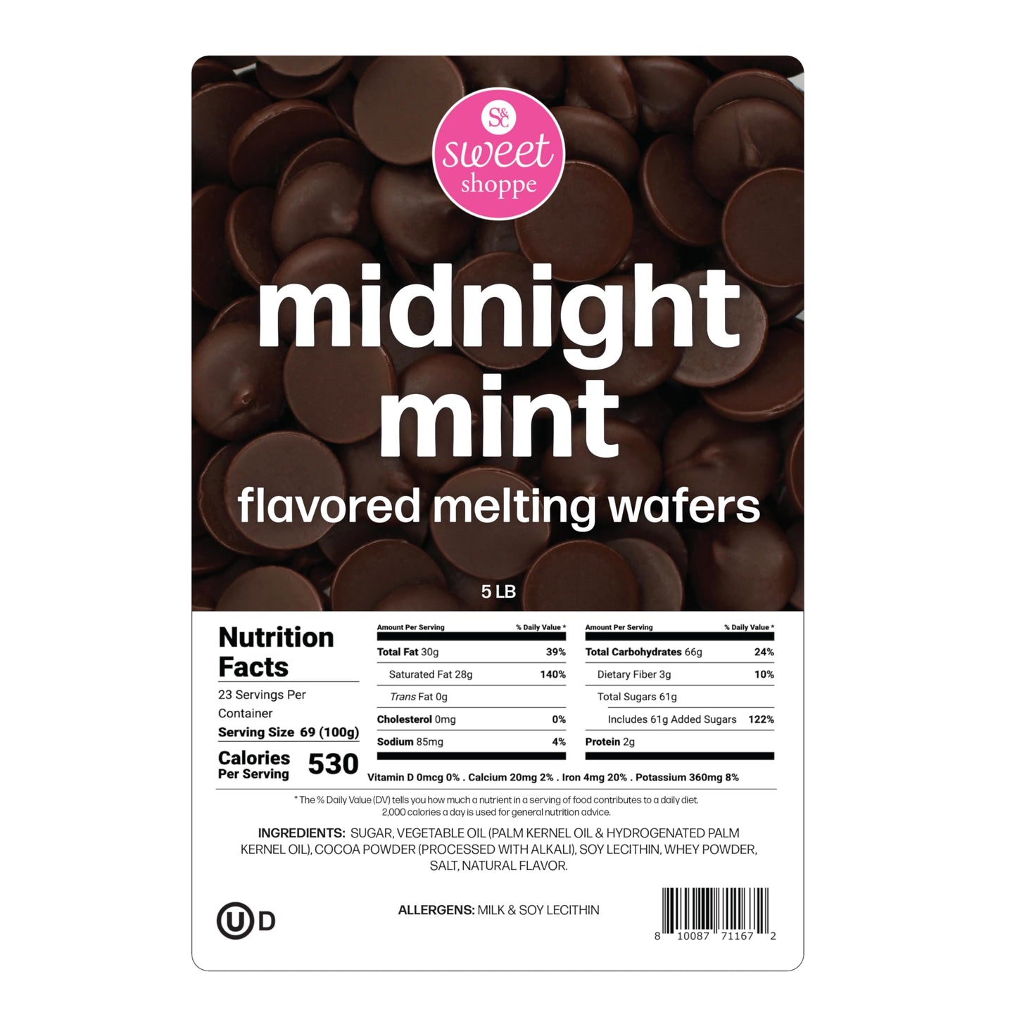Sweet Shoppe Midnight Mint Flavored Melting Wafers, 5 Pounds