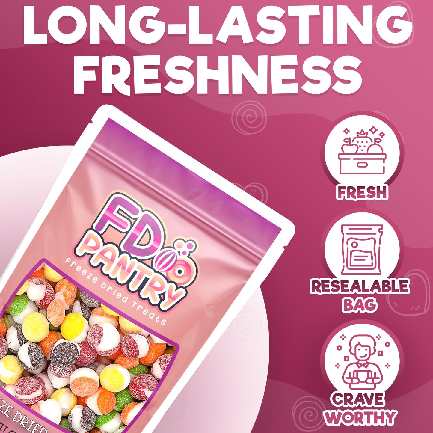 Freeze Dried Fruit Crunch Candy (Sour, 4 Oz) Treat Gift Bag Strawberry, Green Apple, Grape, Lemon, And Orange Sour Candy