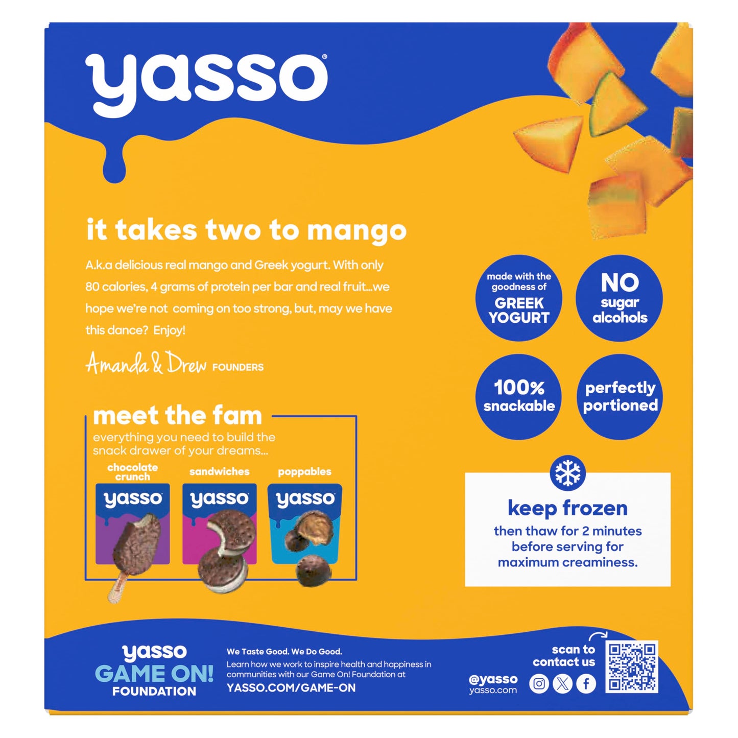 Yasso Frozen Greek Yogurt Bars Creamy Mango Bars 4 Count for a ridiculously creamy frozen snack made with the goodness of greek