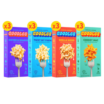 Goodles Mac & Cheese Assortment 12 Pack, 6oz - 14g Protein, 6g Fiber with Prebiotics, 21 Nutrients and Made w/REAL Cheese | Kosh